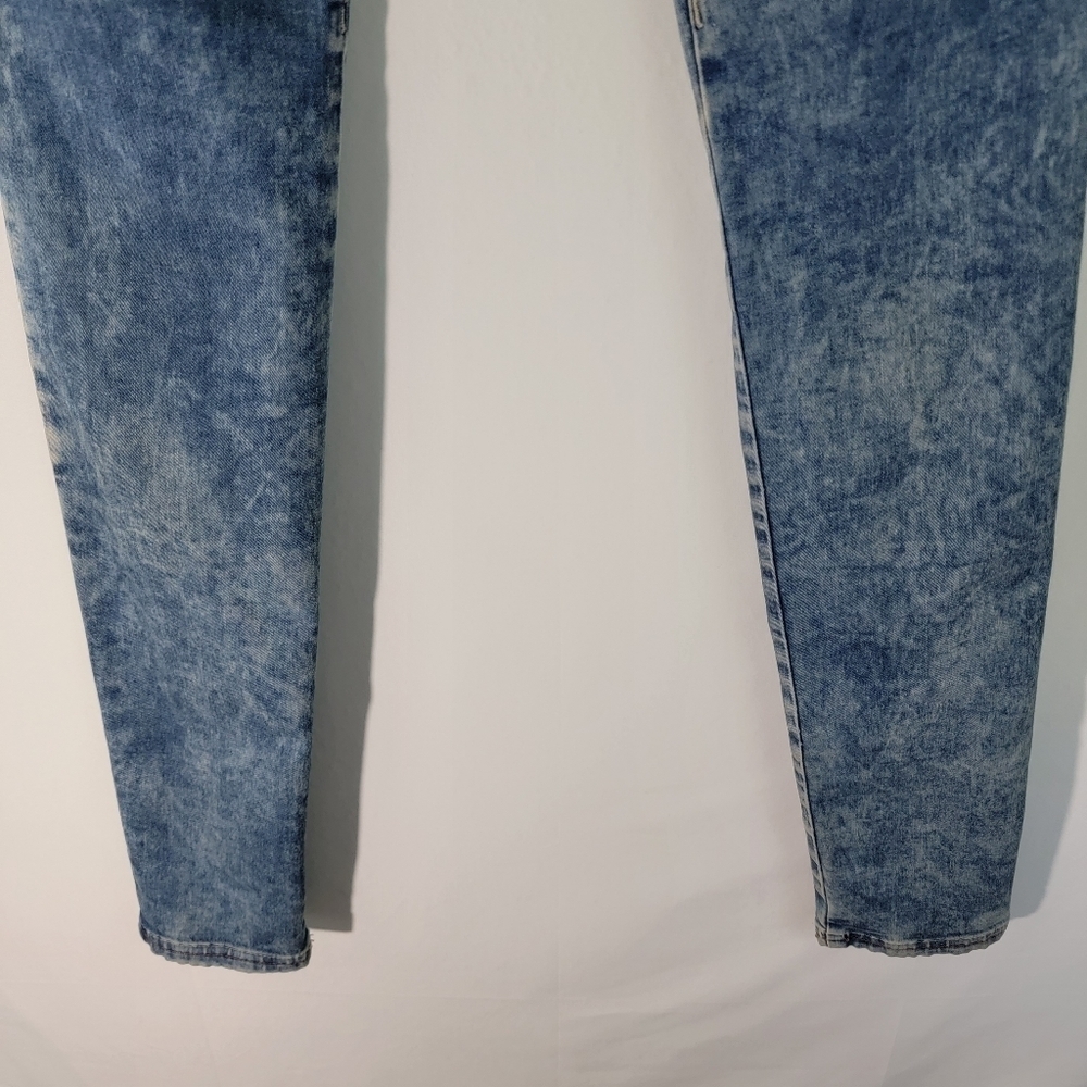 Kenzo GOLD DENIM VANY Skinny Mid-Rise Jeans Sz 6 Designer Beaded Gold Button - Picture 9 of 12